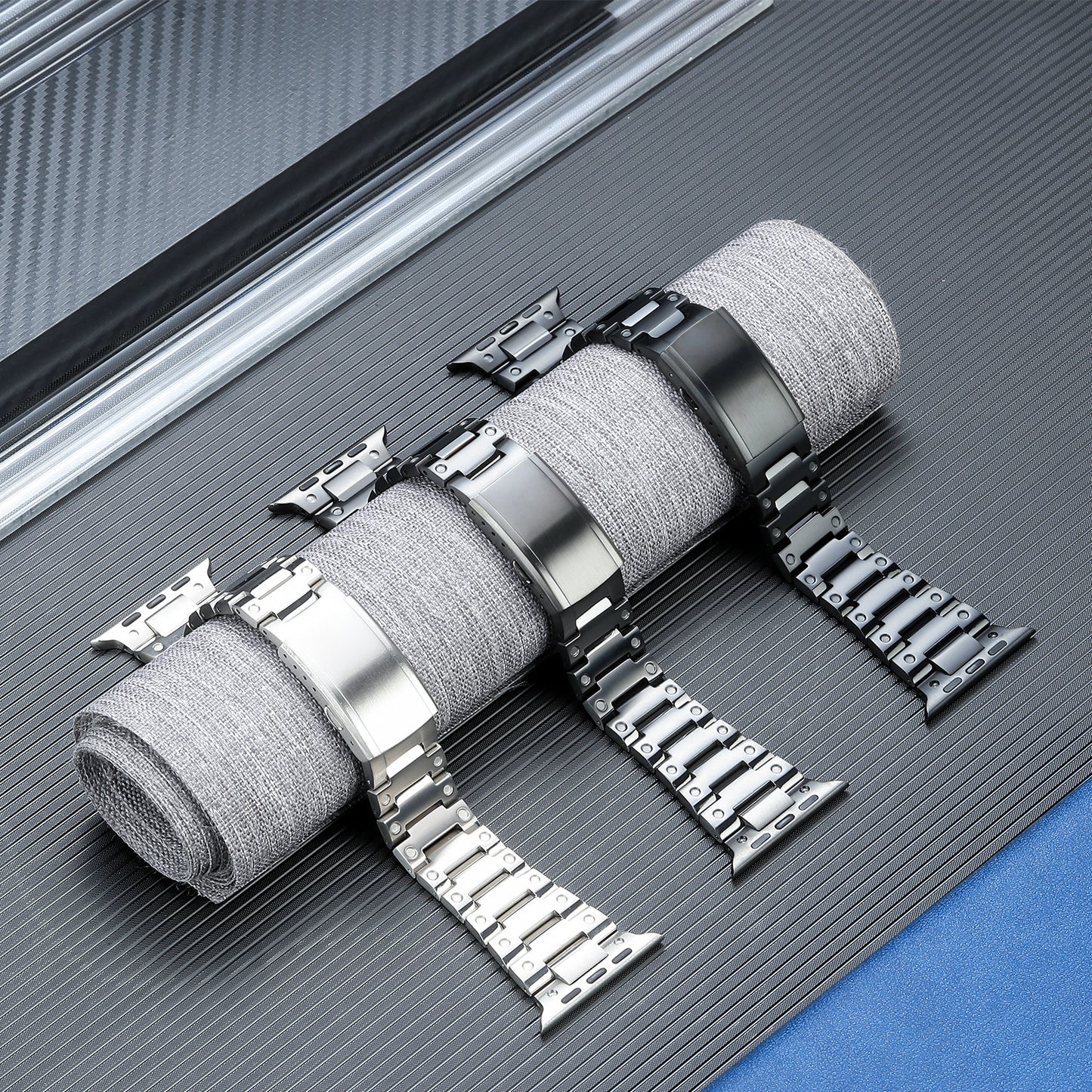 For Apple Watch Series 8 / 7 41mm / 6 / 5 / 4 / SE / SE (2022) 40mm / 3 / 2 / 1 38mm Replacement Wrist Band Titanium Steel Watch Strap - Grey
