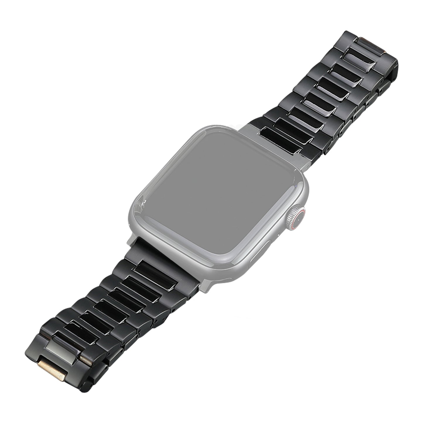 Titanium Steel Watch Band for Apple Watch Series 1 2 3 38mm / Series 4 5 6 SE (2022) SE 40mm / Series 7 8 41mm , 3-Bead Metal Strap with Butterfly Clasp - Black
