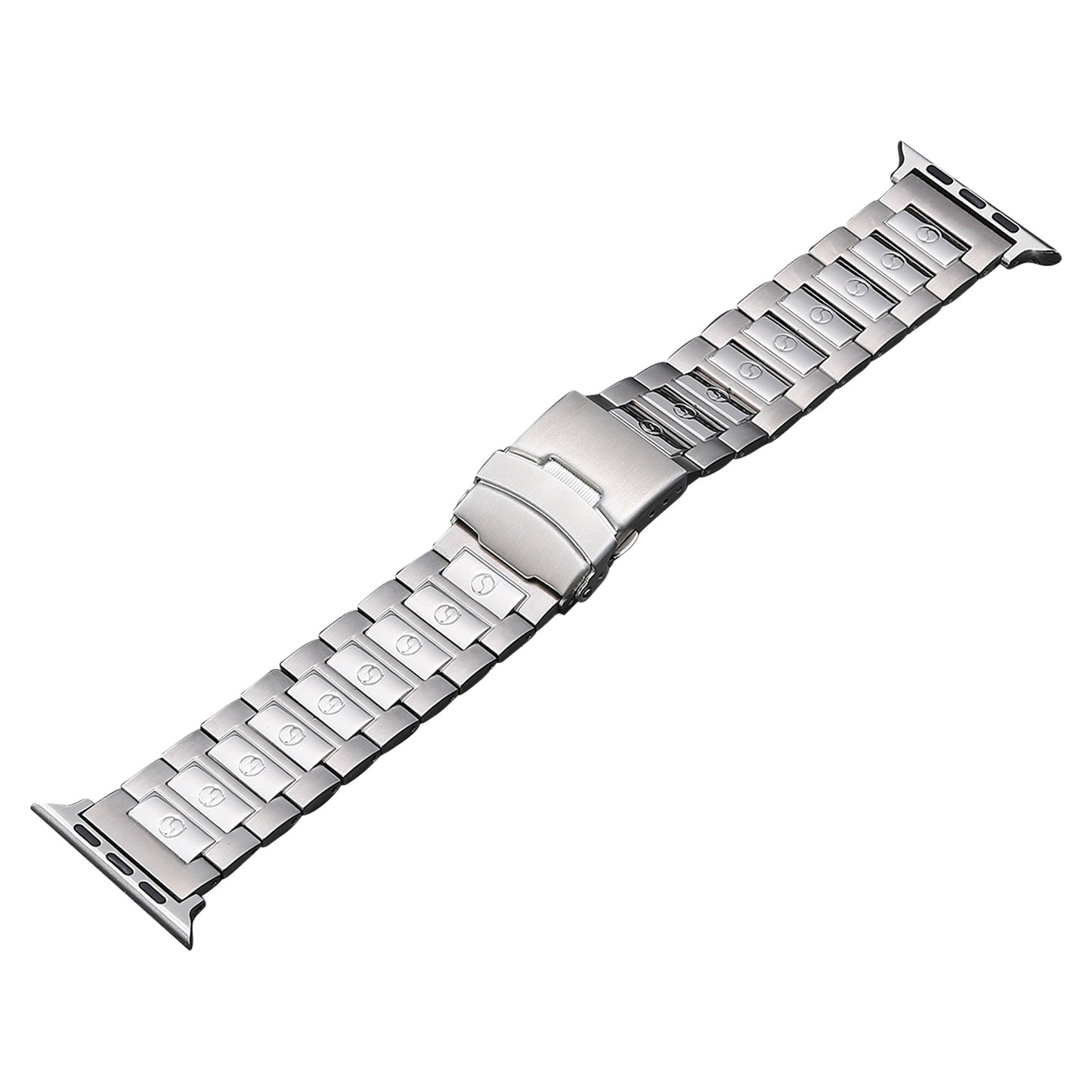 for Apple Watch Ultra 49mm / Series 8 / 7 45mm / 6 / 5 / 4 / SE / SE (2022) 44mm / 3 / 2 / 1 42mm Titanium Steel Watch Band 3 Beads Watch Strap - Silver