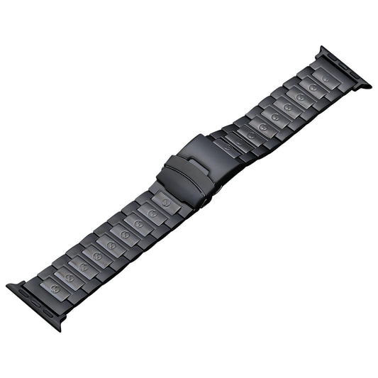 For Apple Watch Series 8 / 7 41mm / 6 / 5 / 4 / SE / SE (2022) 40mm / 3 / 2 / 1 38mm Watch Band 3 Beads Titanium Steel Strap - Black