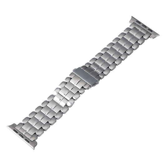 For Apple Watch Series 8 / 7 41mm / 6 / 5 / 4 / SE / SE (2022) 40mm / 3 / 2 / 1 38mm Replacement Watch Band 5 Beads Titanium Steel Strap - Silver