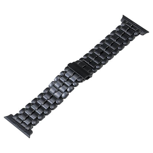 For Apple Watch Series 8 / 7 41mm / 6 / 5 / 4 / SE / SE (2022) 40mm / 3 / 2 / 1 38mm Replacement Watch Band 5 Beads Titanium Steel Strap - Black
