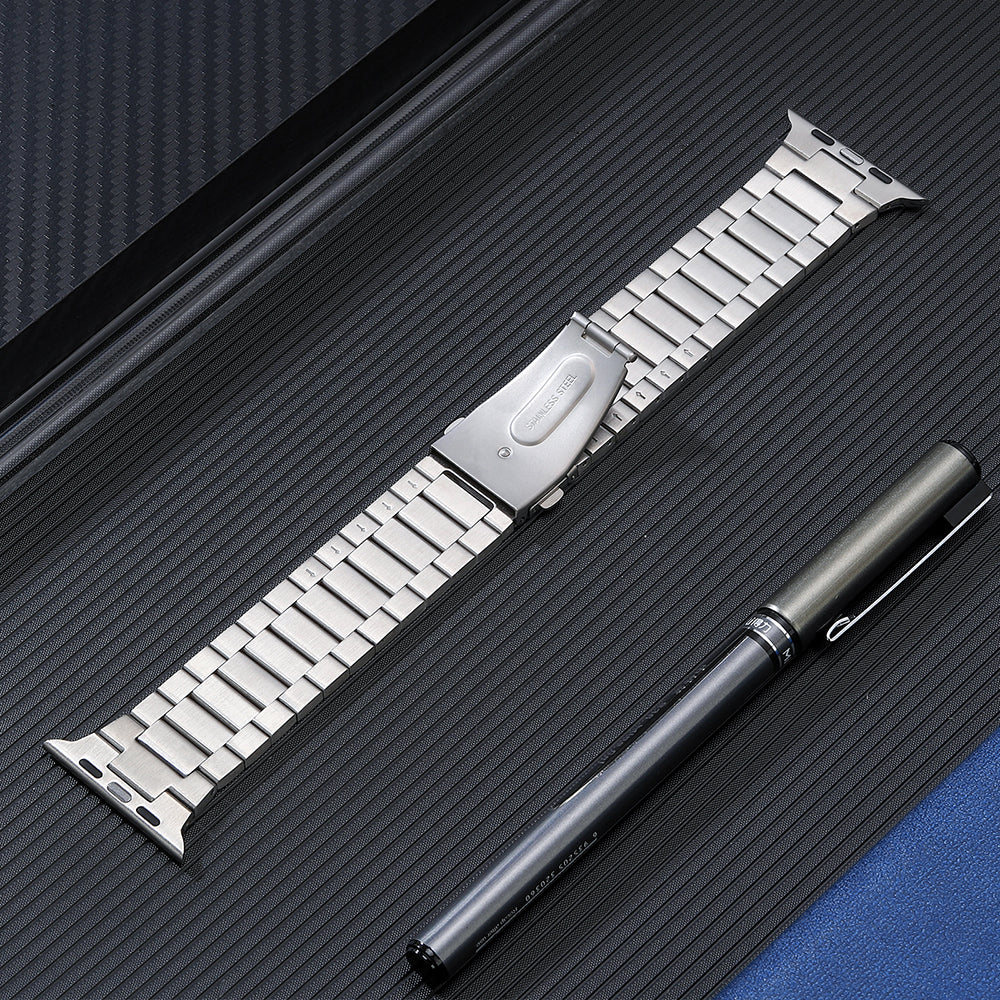 For Apple Watch Series 8 / 7 41mm / 6 / 5 / 4 / SE / SE (2022) 40mm / 3 / 2 / 1 38mm Replacement Strap Stainless Steel Wrist Band - Silver