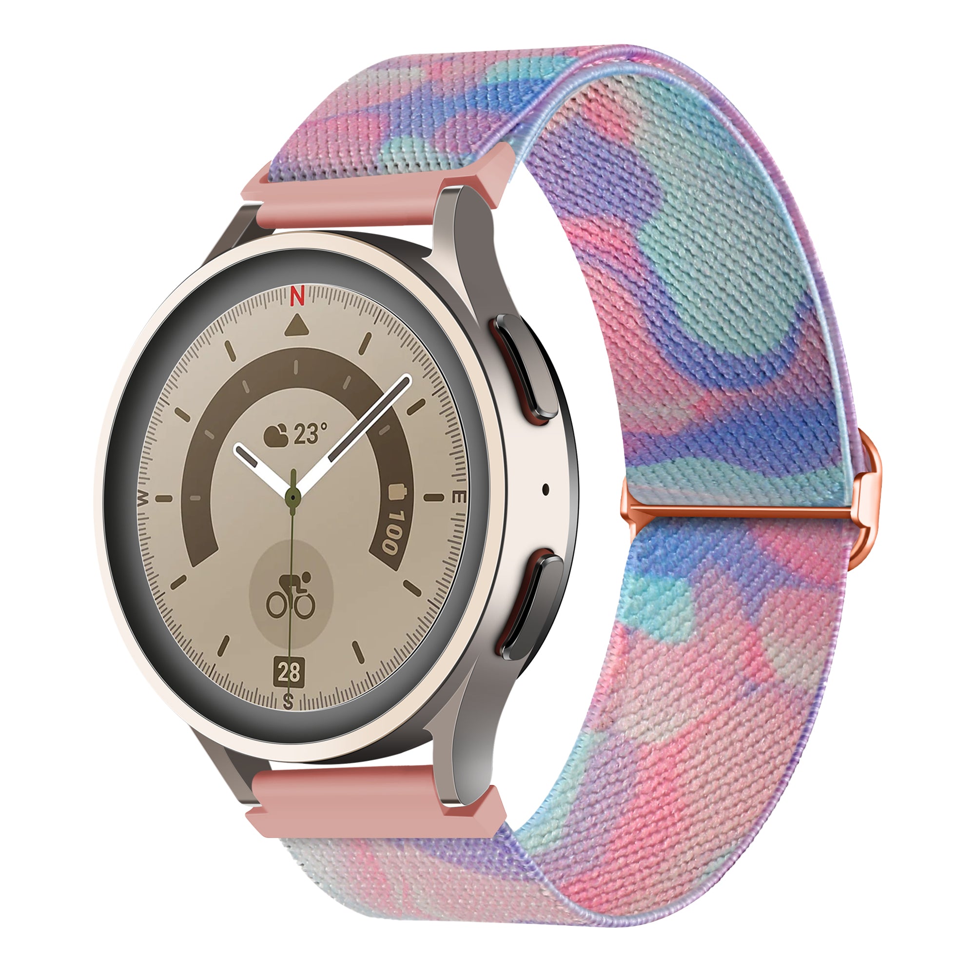 Nylon Watch Band for Coros Pace 2 / Apex 42mm , 20mm Pattern Adjustable Braided Loop Strap - Aqueous Fluid
