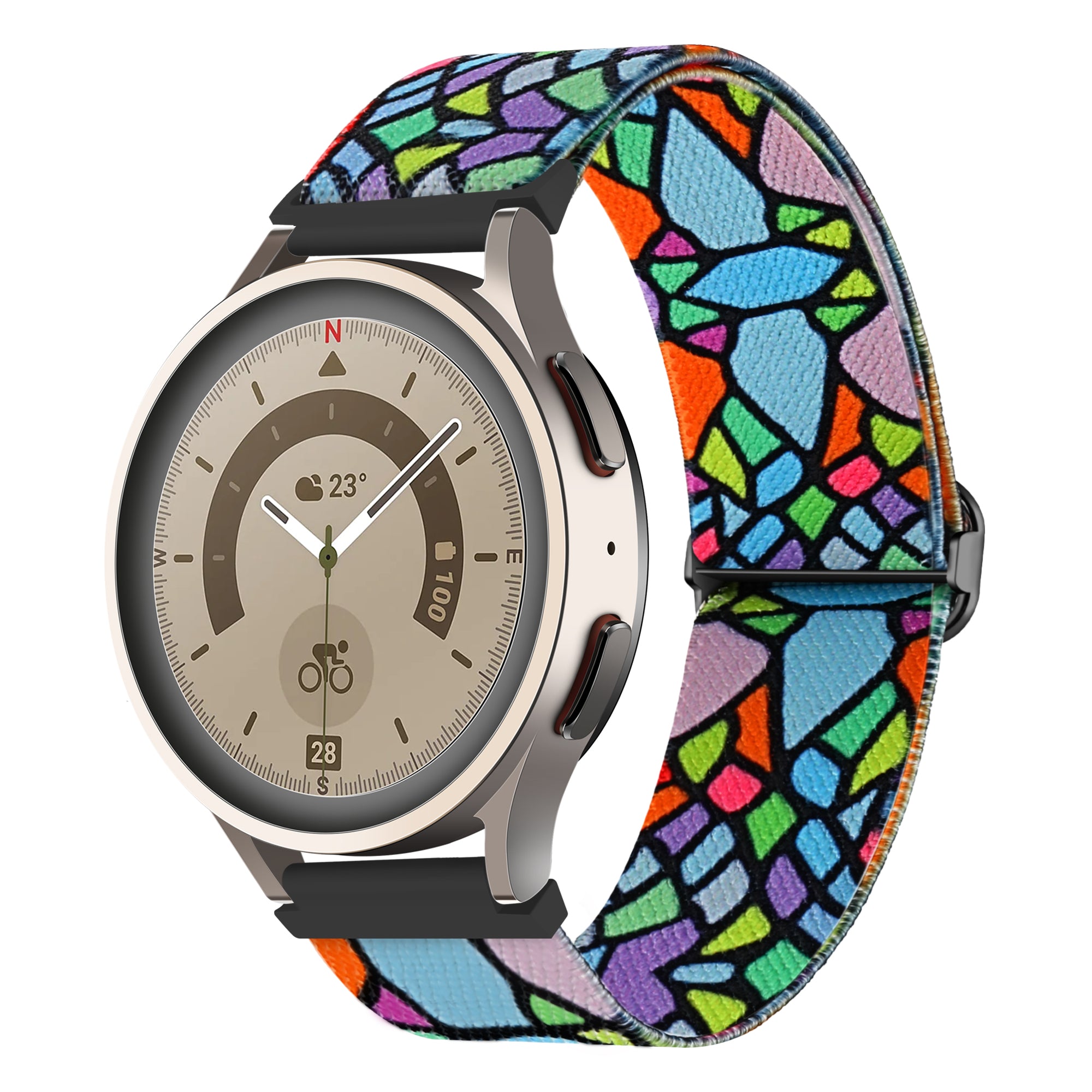 Pattern Watch Band for Coros Apex Pro / Apex 46mm , 22mm Nylon Braided Strap Strap Replacement - Geometric Rainbow