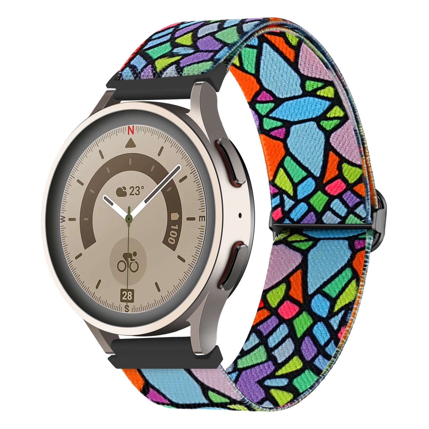 Pattern Watch Band for Coros Apex Pro / Apex 46mm , 22mm Nylon Braided Strap Strap Replacement - Geometric Rainbow