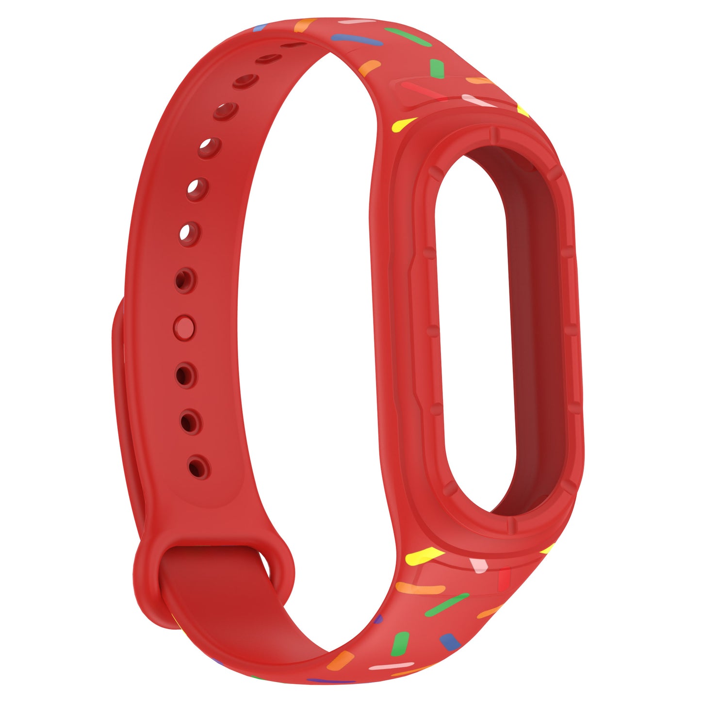 Uniqkart for Xiaomi Smart Band 8 Integrated Silicone Strap Colorful Spotted Replacement Wrist Band - Red