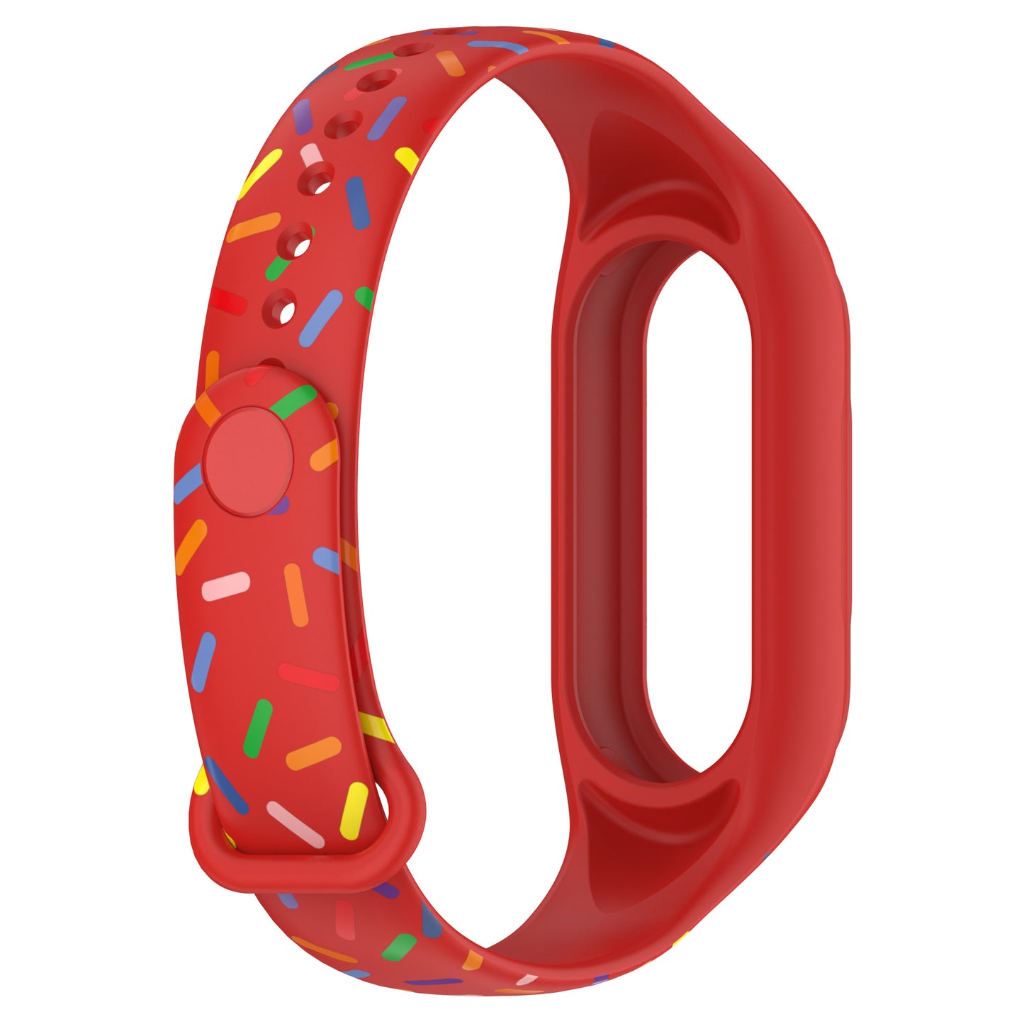 Uniqkart for Xiaomi Smart Band 8 Integrated Silicone Strap Colorful Spotted Replacement Wrist Band - Red