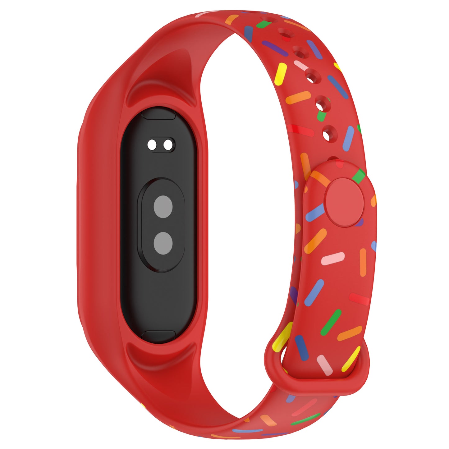 Uniqkart for Xiaomi Smart Band 8 Integrated Silicone Strap Colorful Spotted Replacement Wrist Band - Red