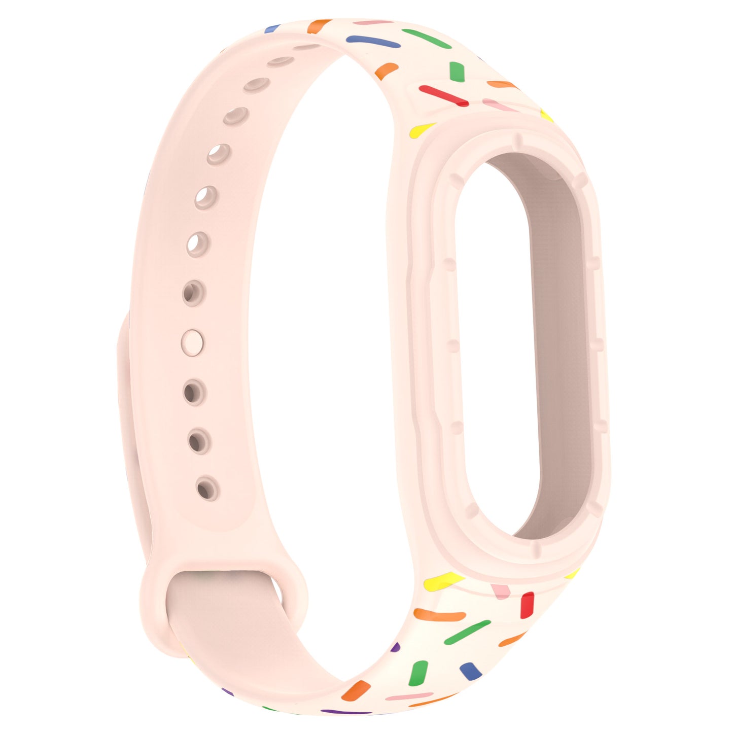 Uniqkart for Xiaomi Smart Band 8 Integrated Silicone Strap Colorful Spotted Replacement Wrist Band - Light Pink