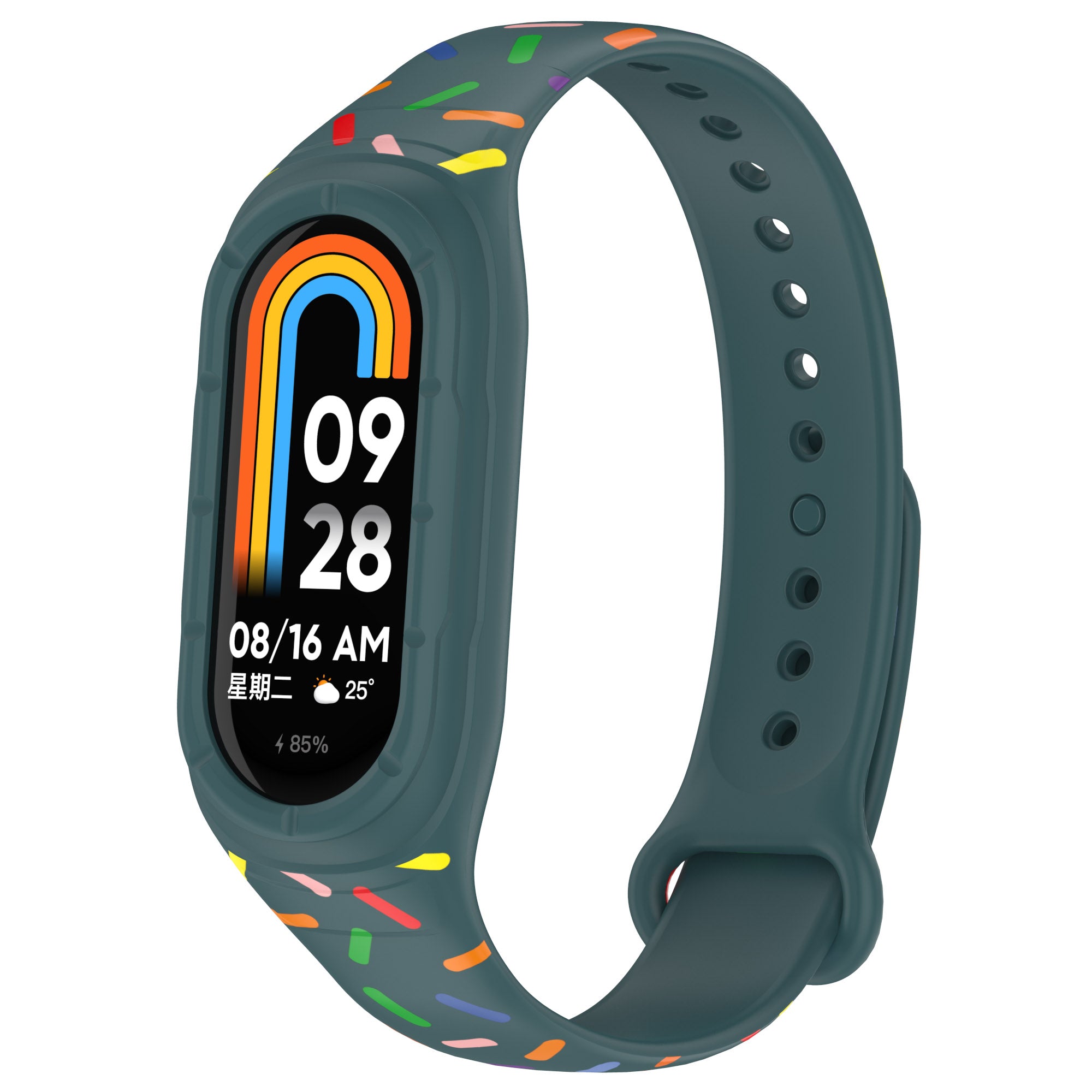 Uniqkart for Xiaomi Smart Band 8 Integrated Silicone Strap Colorful Spotted Replacement Wrist Band - Green