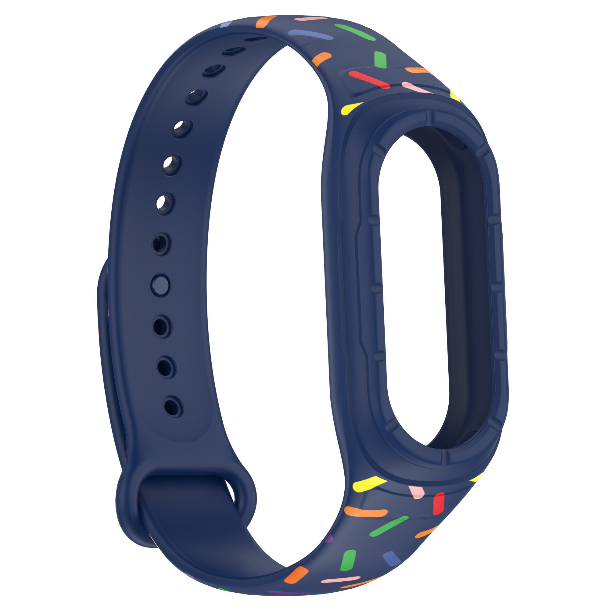 Uniqkart for Xiaomi Smart Band 8 Integrated Silicone Strap Colorful Spotted Replacement Wrist Band - Midnight Blue