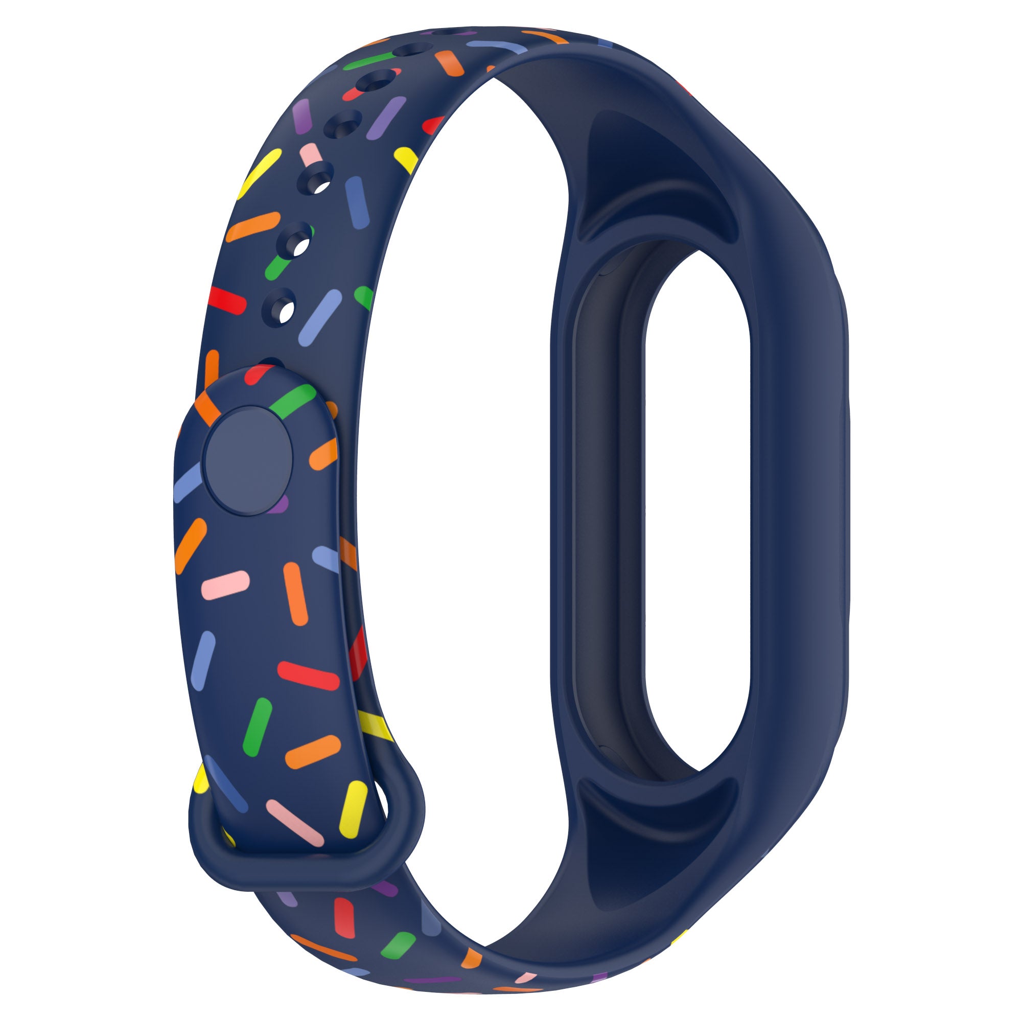 Uniqkart for Xiaomi Smart Band 8 Integrated Silicone Strap Colorful Spotted Replacement Wrist Band - Midnight Blue