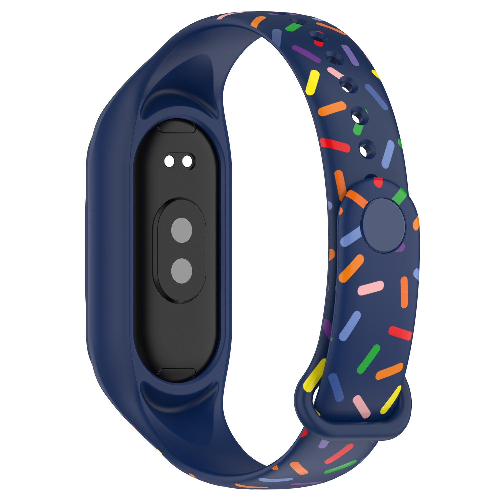 Uniqkart for Xiaomi Smart Band 8 Integrated Silicone Strap Colorful Spotted Replacement Wrist Band - Midnight Blue