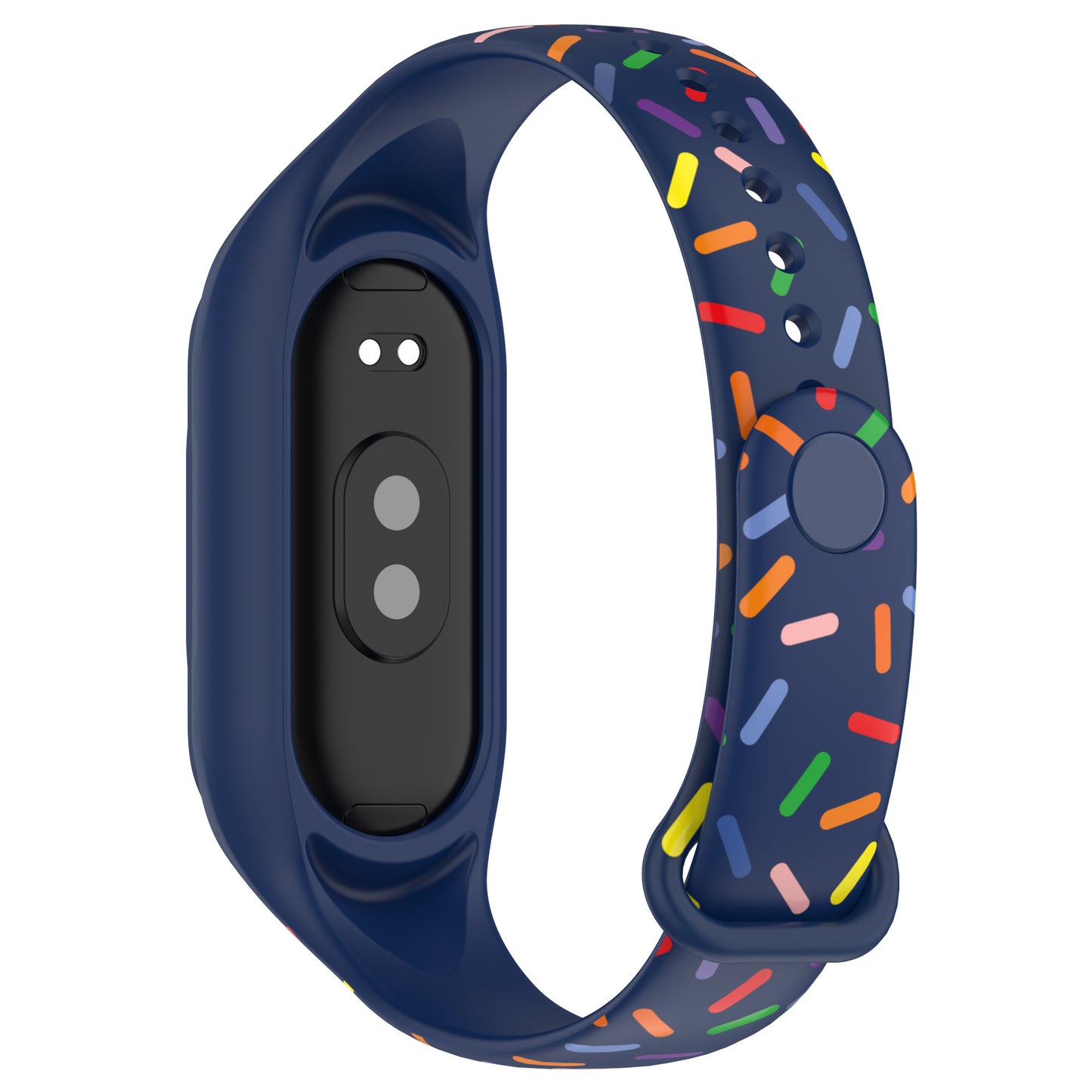 Uniqkart for Xiaomi Smart Band 8 Integrated Silicone Strap Colorful Spotted Replacement Wrist Band - Midnight Blue