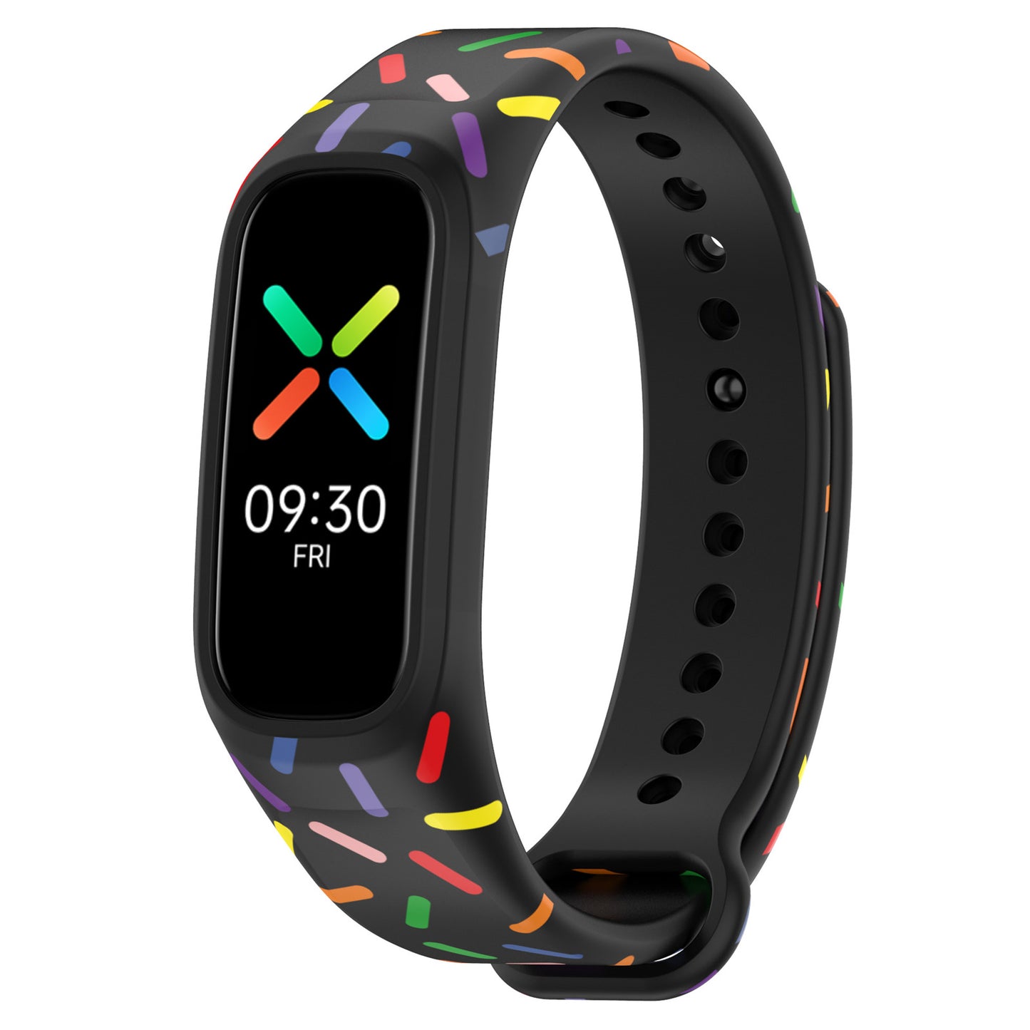 Uniqkart for Oppo Band Integrated Silicone Strap Watch Case Colorful Spotted Wrist Band - Black
