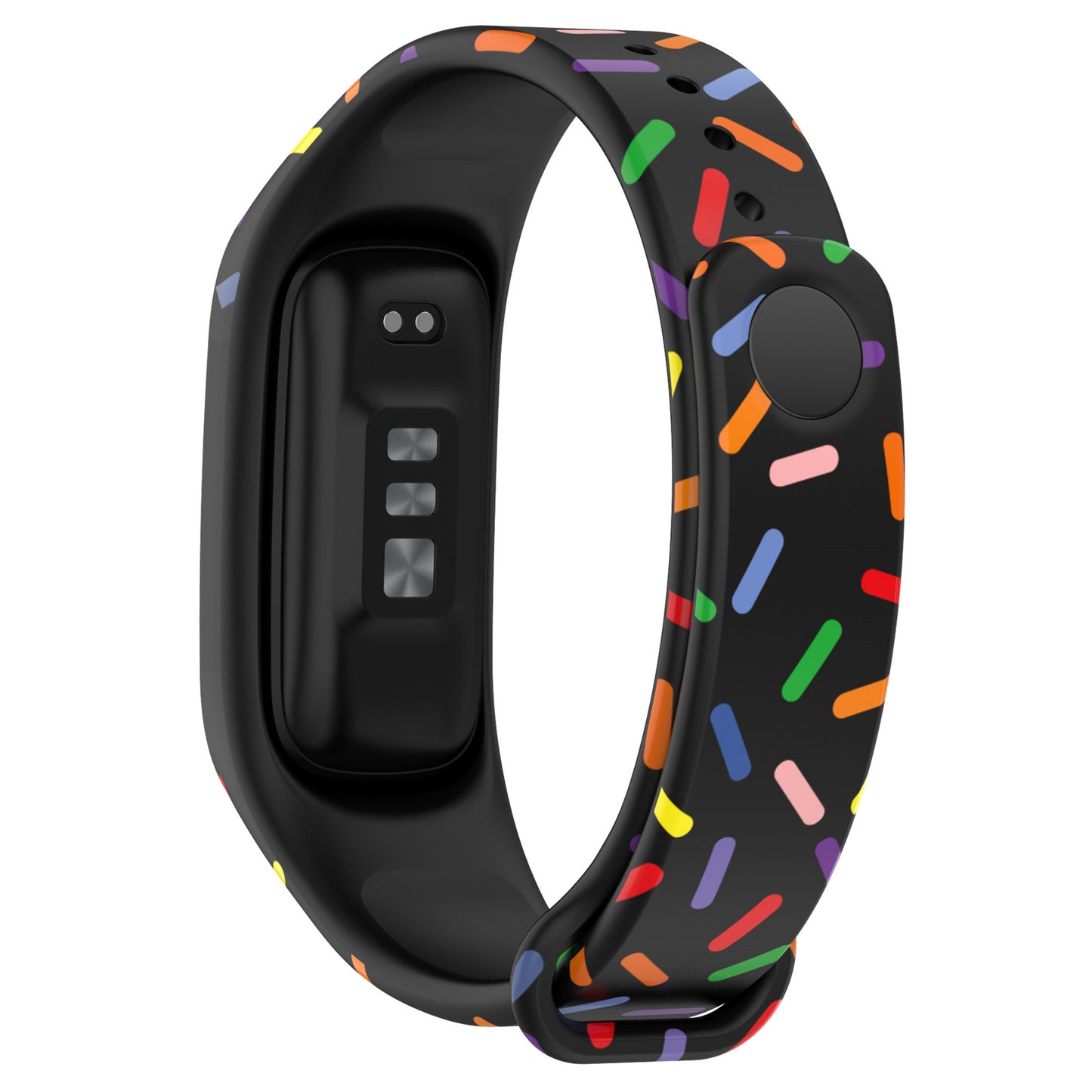 Uniqkart for Oppo Band Integrated Silicone Strap Watch Case Colorful Spotted Wrist Band - Black