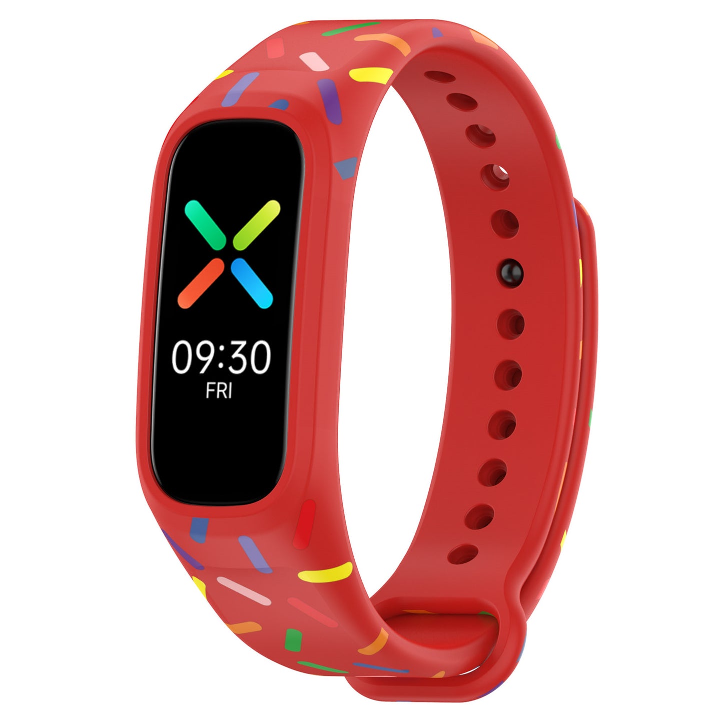 Uniqkart for Oppo Band Integrated Silicone Strap Watch Case Colorful Spotted Wrist Band - Red