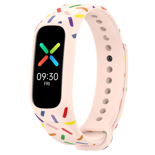 Uniqkart for Oppo Band Integrated Silicone Strap Watch Case Colorful Spotted Wrist Band - Light Pink