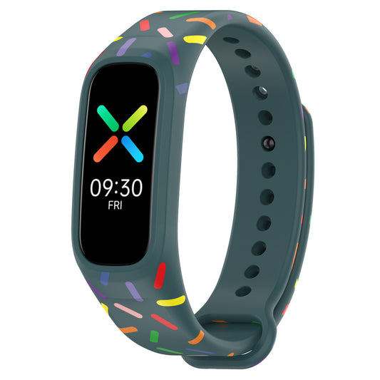 Uniqkart for Oppo Band Integrated Silicone Strap Watch Case Colorful Spotted Wrist Band - Green