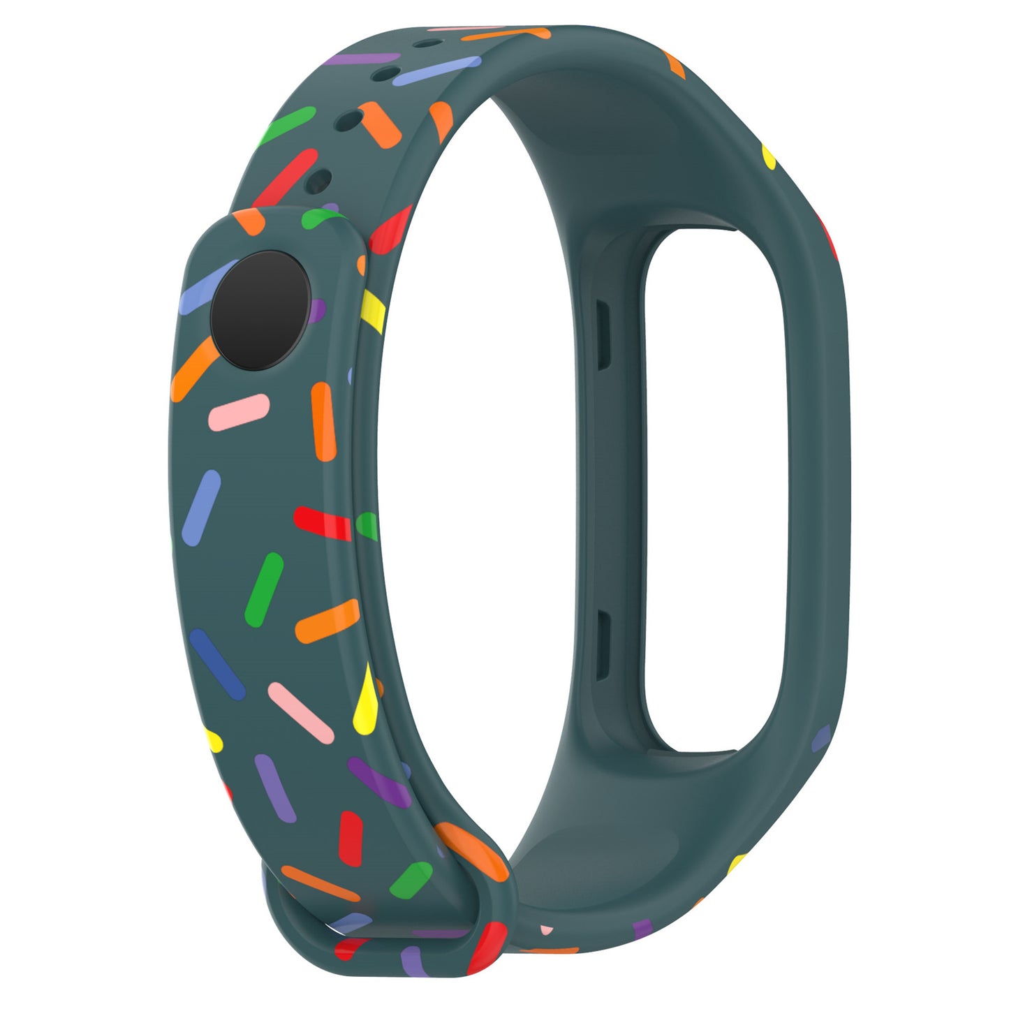 Uniqkart for Oppo Band Integrated Silicone Strap Watch Case Colorful Spotted Wrist Band - Green