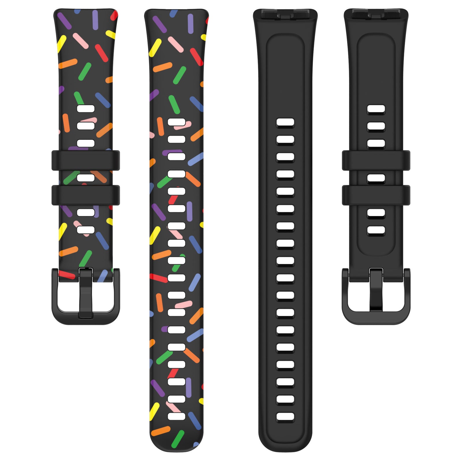 Uniqkart for Huawei Band 8 Colorful Spotted Silicone Strap Replacement Watch Band - Black