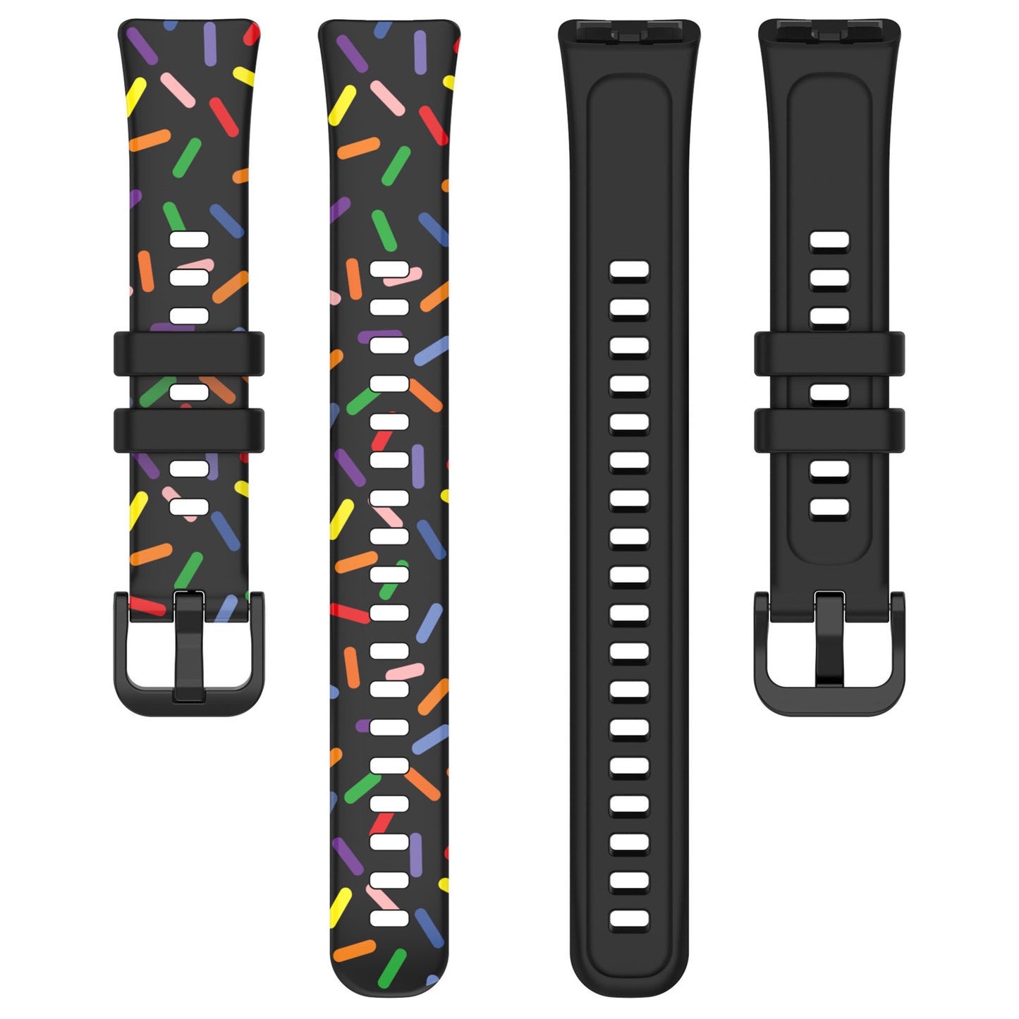 Uniqkart for Huawei Band 8 Colorful Spotted Silicone Strap Replacement Watch Band - Black