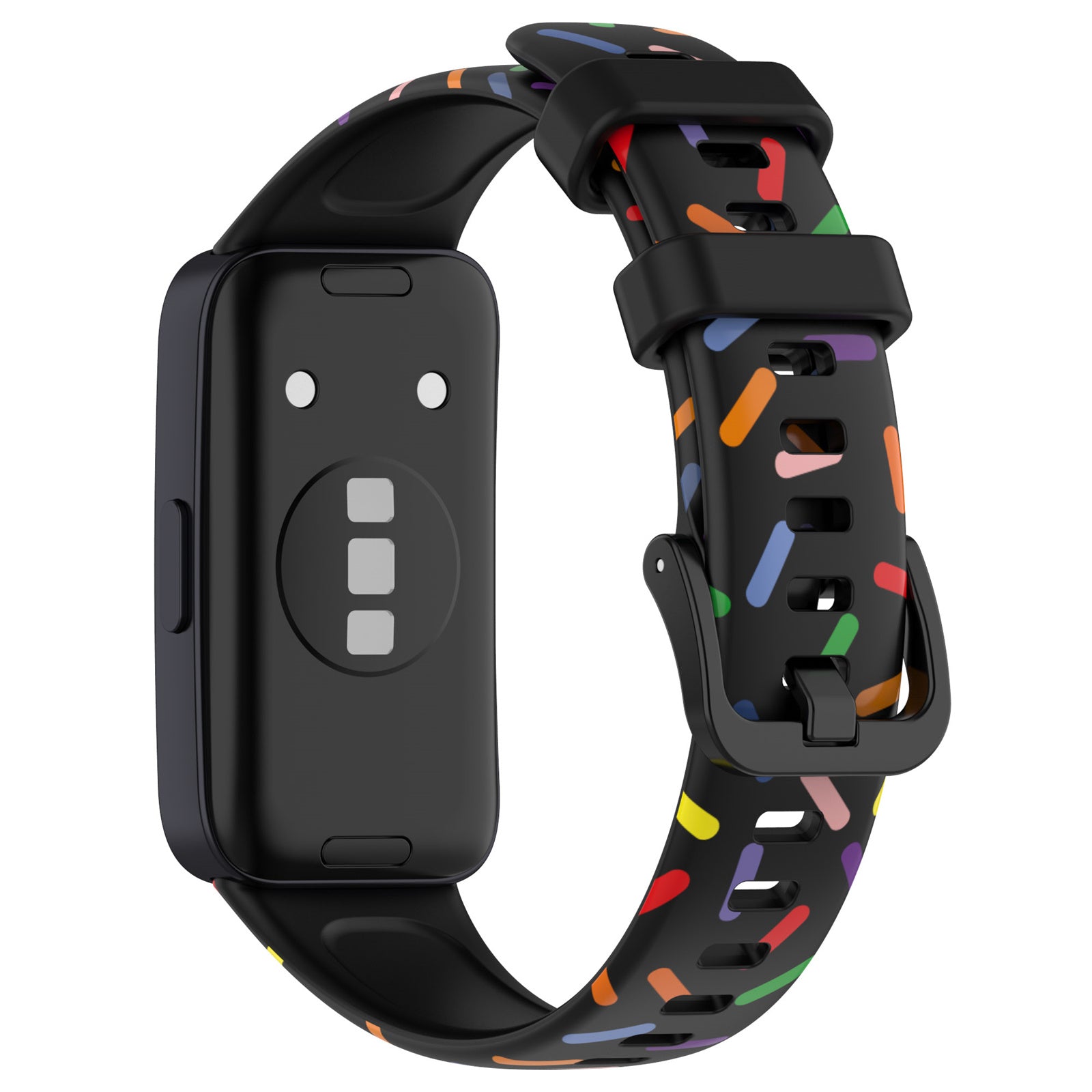 Uniqkart for Huawei Band 8 Colorful Spotted Silicone Strap Replacement Watch Band - Black