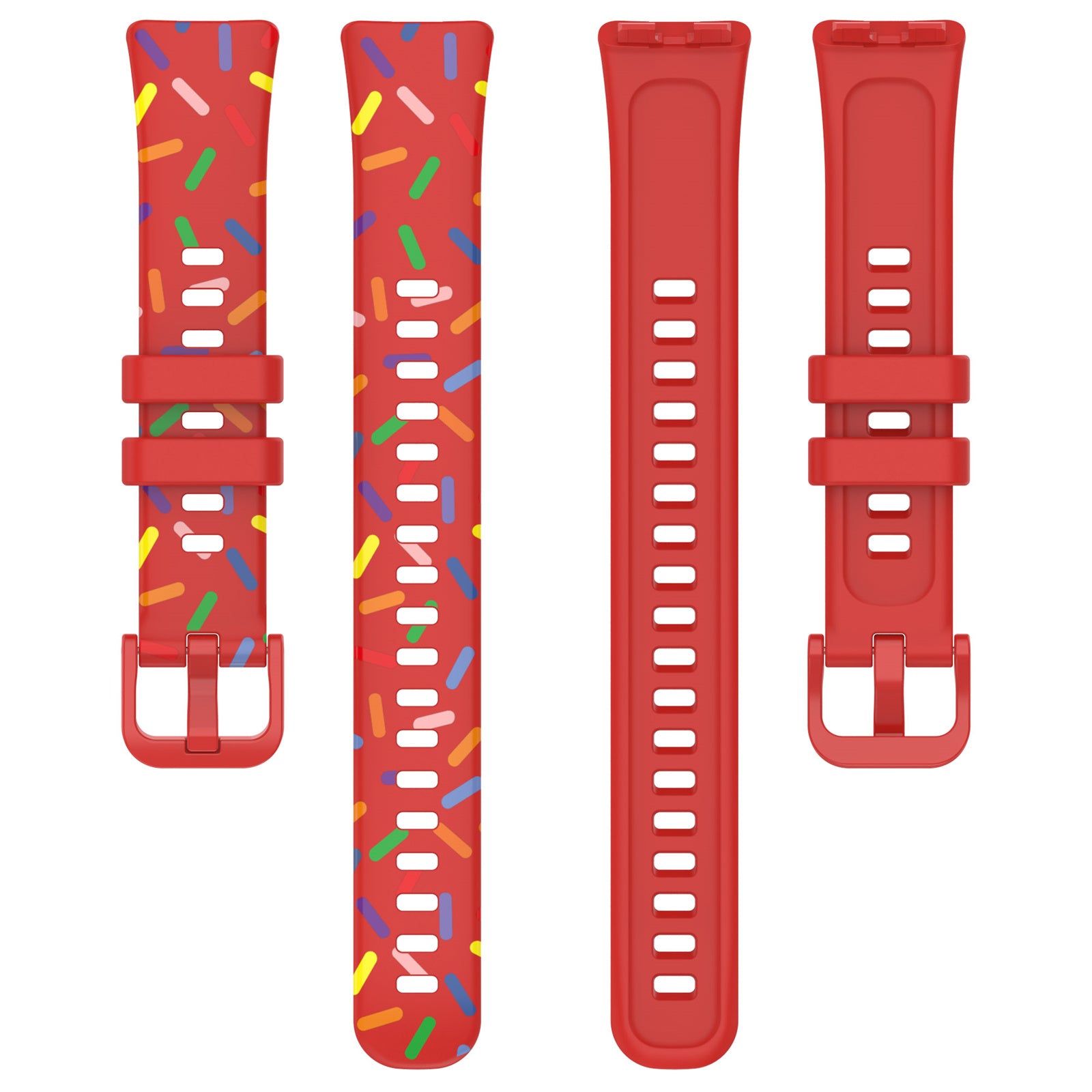 Uniqkart for Huawei Band 8 Colorful Spotted Silicone Strap Replacement Watch Band - Red