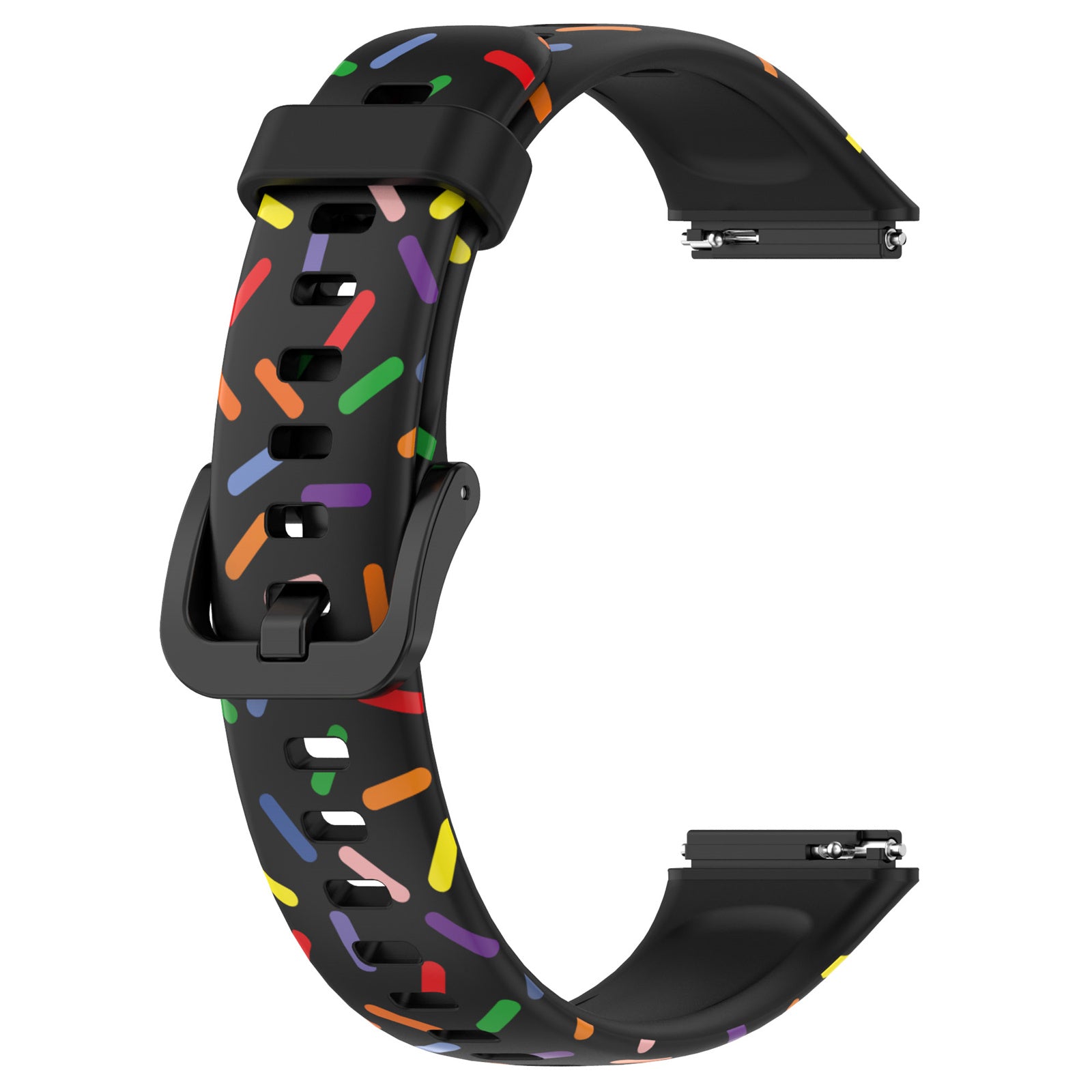 Uniqkart for Huawei Band 7 Colorful Spotted Wrist Band Replacement Silicone Watch Strap - Black