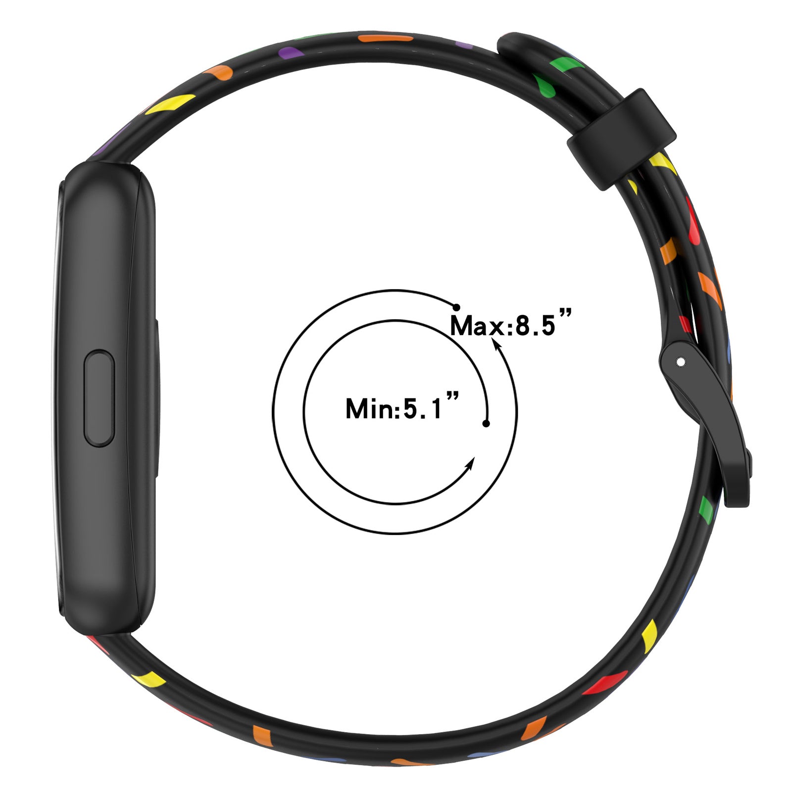 Uniqkart for Huawei Band 7 Colorful Spotted Wrist Band Replacement Silicone Watch Strap - Black