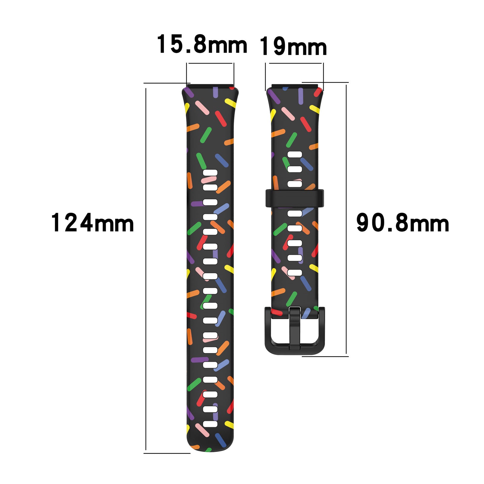Uniqkart for Huawei Band 7 Colorful Spotted Wrist Band Replacement Silicone Watch Strap - Black