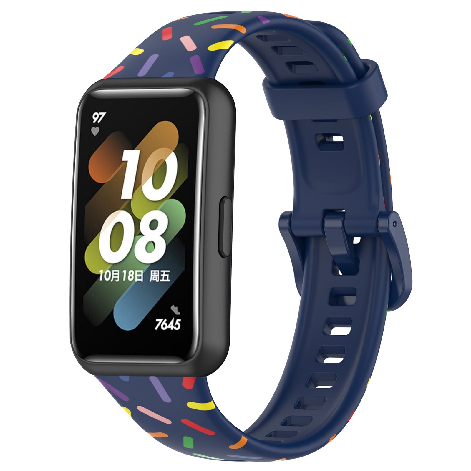 Uniqkart for Huawei Band 7 Colorful Spotted Wrist Band Replacement Silicone Watch Strap - Midnight Blue