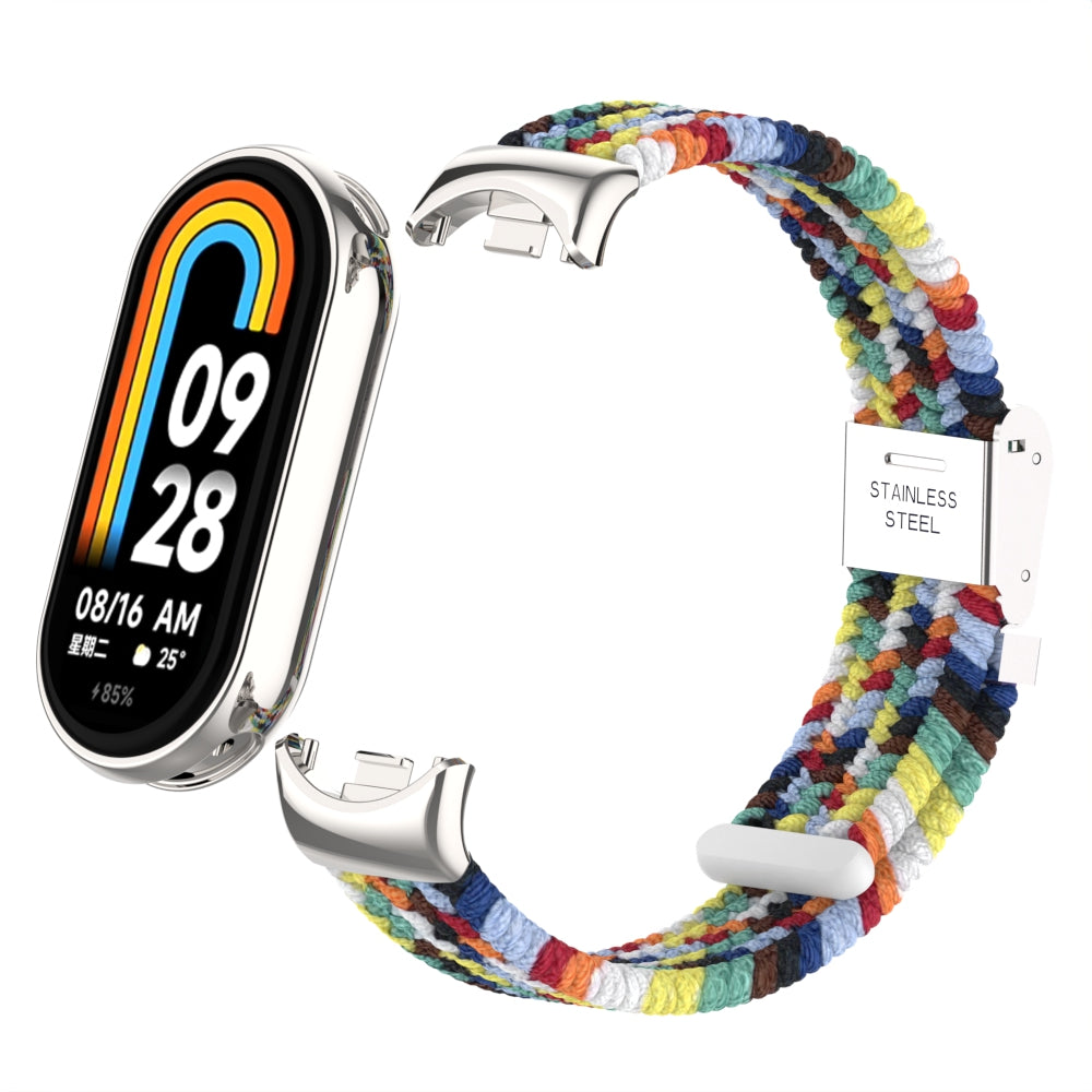 Uniqkart for Xiaomi Smart Band 8 Braided Nylon Watch Band Adjustable Buckle Elastic Strap - Colorful