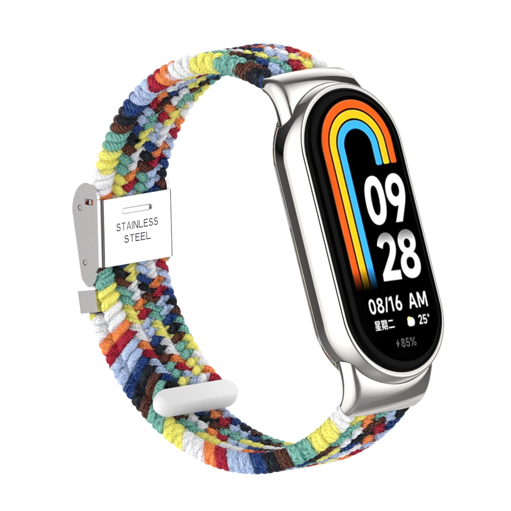 Uniqkart for Xiaomi Smart Band 8 Braided Nylon Watch Band Adjustable Buckle Elastic Strap - Colorful