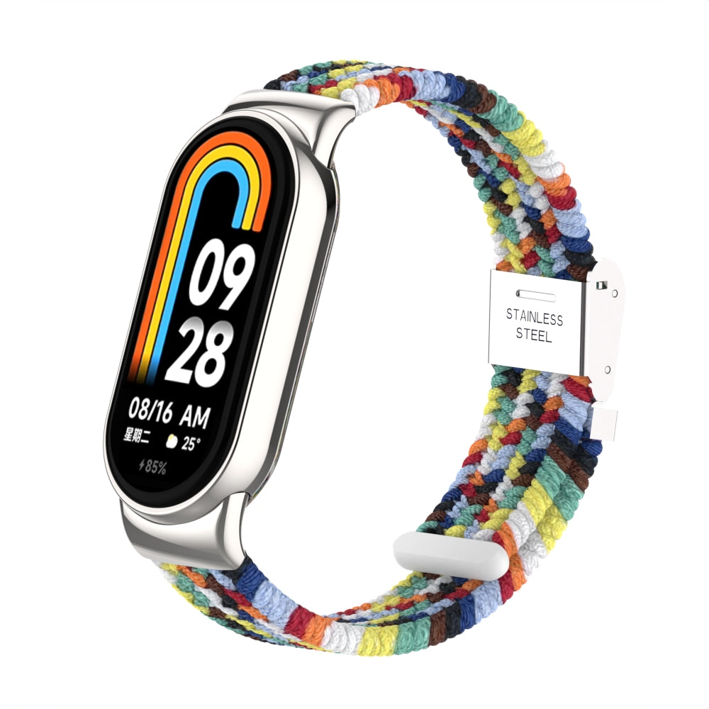 Uniqkart for Xiaomi Smart Band 8 Braided Nylon Watch Band Adjustable Buckle Elastic Strap - Colorful