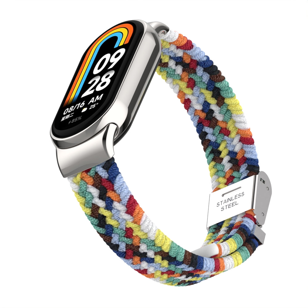 Uniqkart for Xiaomi Smart Band 8 Braided Nylon Watch Band Adjustable Buckle Elastic Strap - Colorful