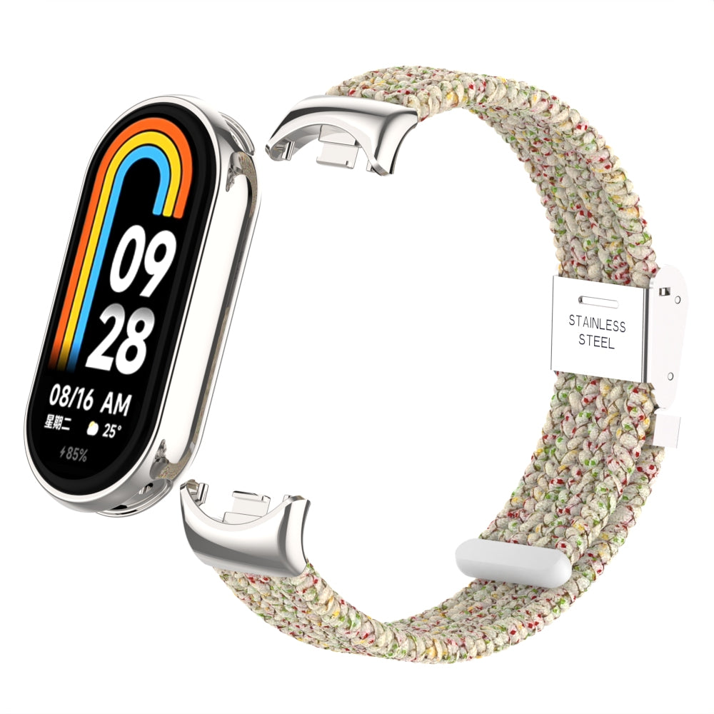 Uniqkart for Xiaomi Smart Band 8 Braided Nylon Watch Band Adjustable Buckle Elastic Strap - Starlight