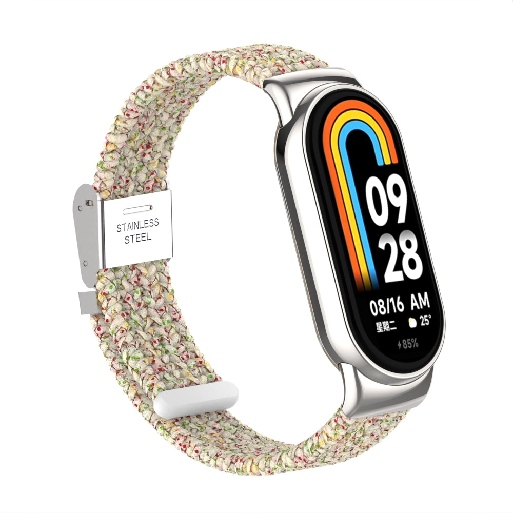 Uniqkart for Xiaomi Smart Band 8 Braided Nylon Watch Band Adjustable Buckle Elastic Strap - Starlight
