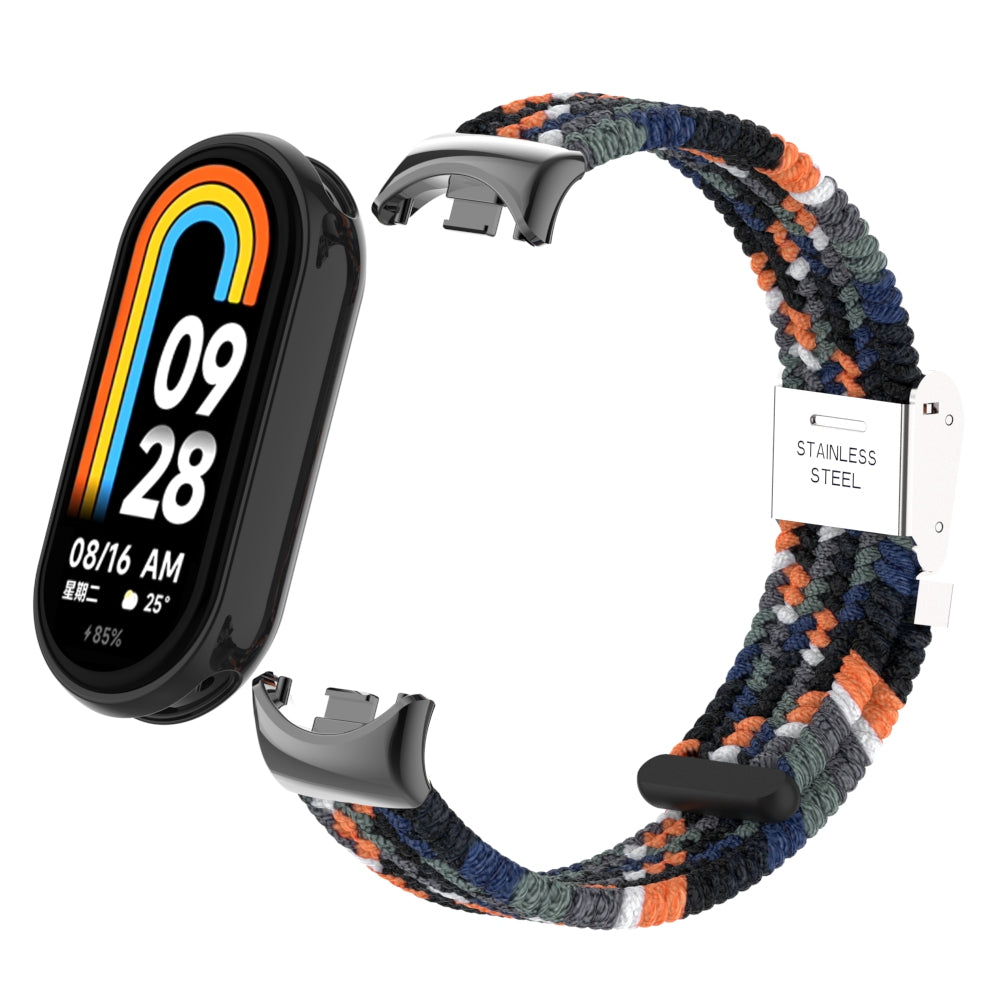 Uniqkart for Xiaomi Smart Band 8 Braided Nylon Watch Band Adjustable Buckle Elastic Strap - Denim