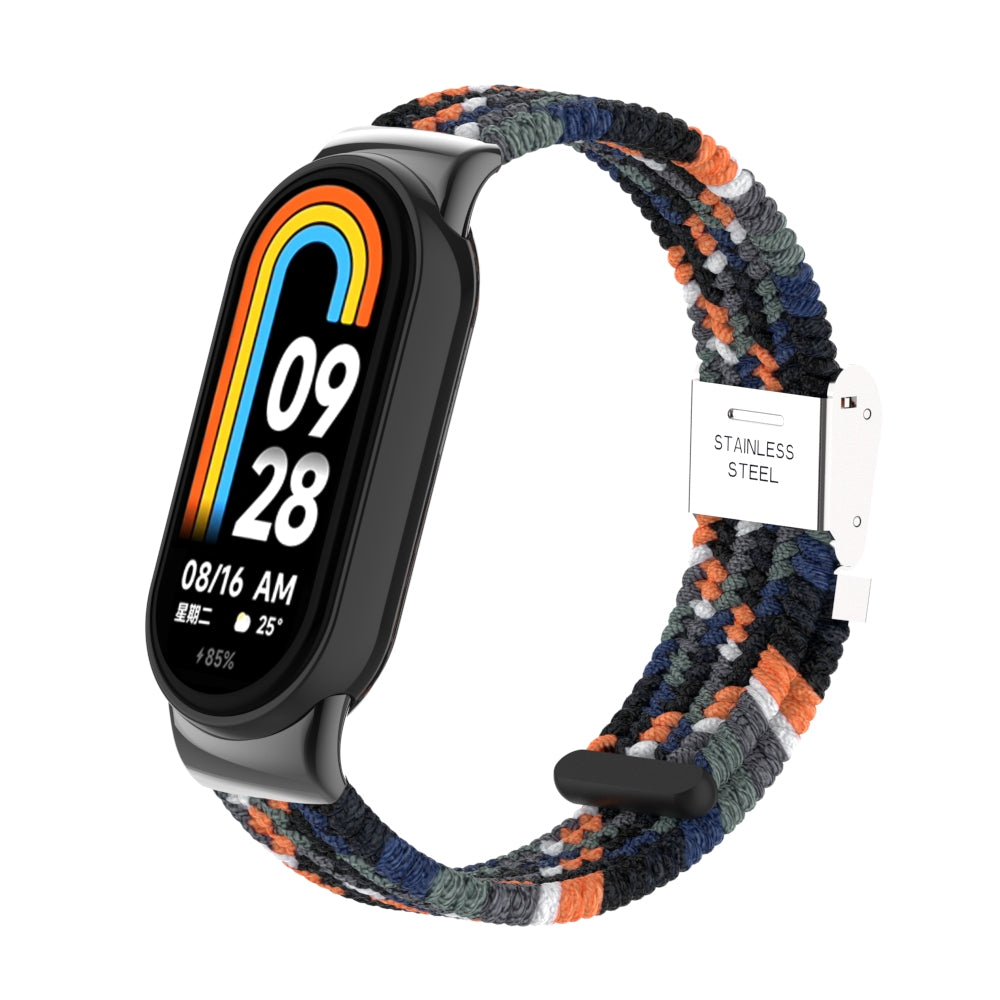Uniqkart for Xiaomi Smart Band 8 Braided Nylon Watch Band Adjustable Buckle Elastic Strap - Denim