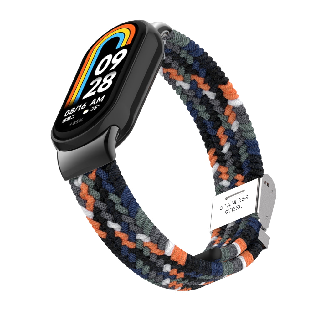 Uniqkart for Xiaomi Smart Band 8 Braided Nylon Watch Band Adjustable Buckle Elastic Strap - Denim
