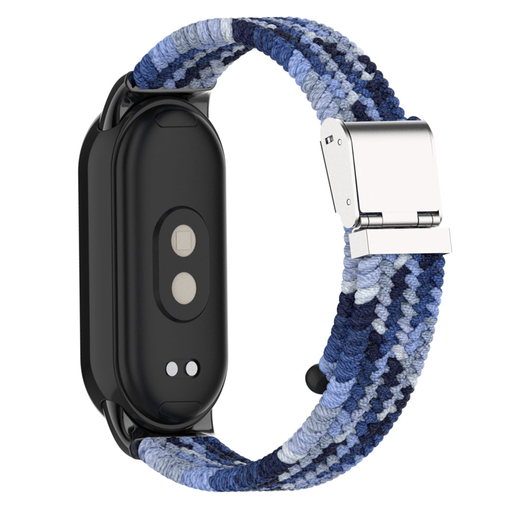 Uniqkart for Xiaomi Smart Band 8 Braided Nylon Watch Band Adjustable Buckle Elastic Strap - Navy Blue