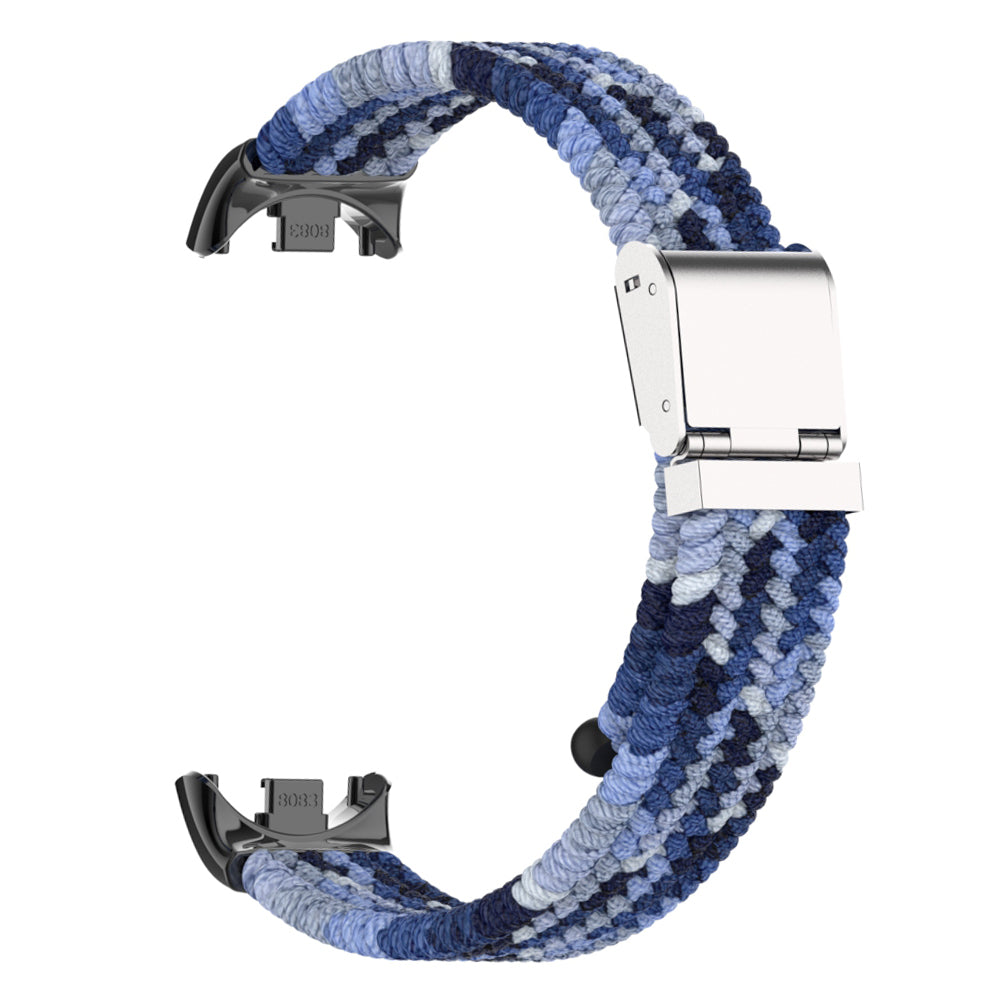 Uniqkart for Xiaomi Smart Band 8 Braided Nylon Watch Band Adjustable Buckle Elastic Strap - Navy Blue