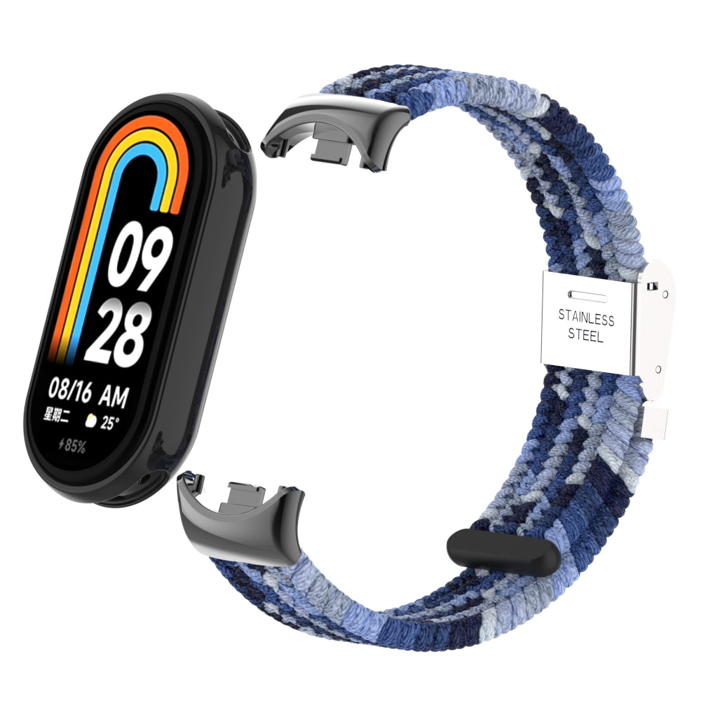 Uniqkart for Xiaomi Smart Band 8 Braided Nylon Watch Band Adjustable Buckle Elastic Strap - Navy Blue