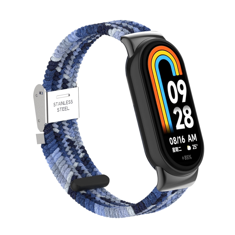 Uniqkart for Xiaomi Smart Band 8 Braided Nylon Watch Band Adjustable Buckle Elastic Strap - Navy Blue