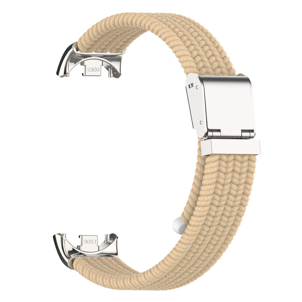 Uniqkart for Xiaomi Smart Band 8 Braided Nylon Watch Band Adjustable Buckle Elastic Strap - Apricot