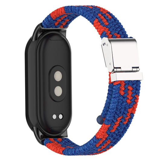 Uniqkart for Xiaomi Smart Band 8 Braided Nylon Watch Band Adjustable Buckle Elastic Strap - Blue / Red