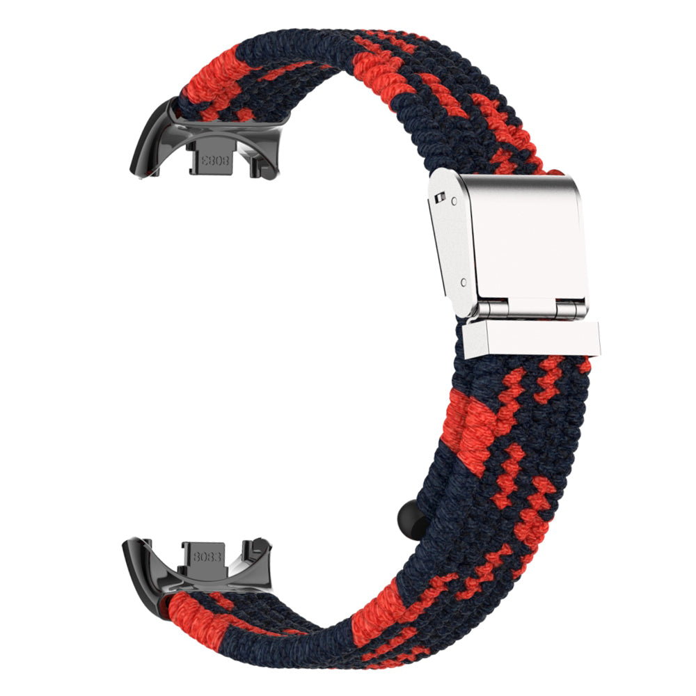Uniqkart for Xiaomi Smart Band 8 Braided Nylon Watch Band Adjustable Buckle Elastic Strap - Black / Red
