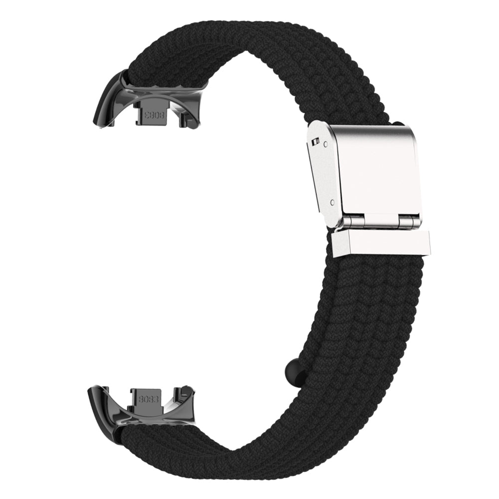 Uniqkart for Xiaomi Smart Band 8 Braided Nylon Watch Band Adjustable Buckle Elastic Strap - Black